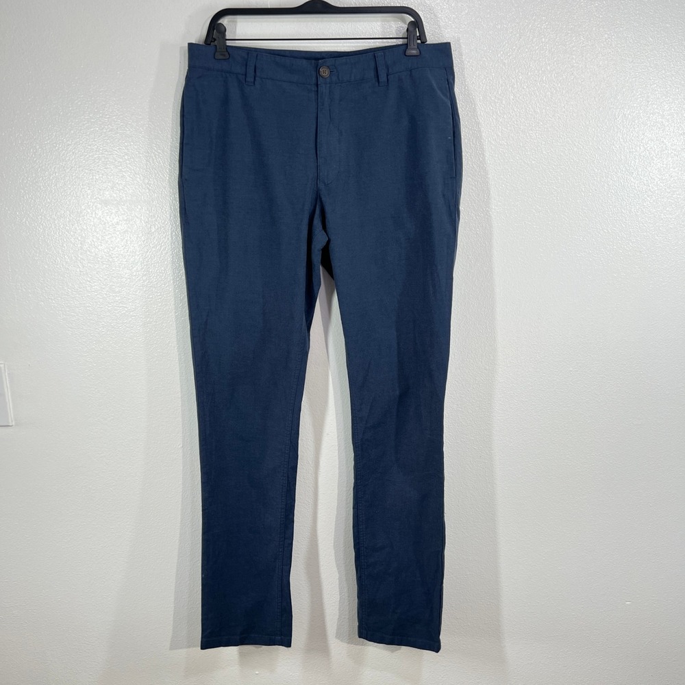 Bonobos Tailored Fit Chino Pants 34x34 Navy Blue Stretch Cotton Flat Front - Picture 2 of 9